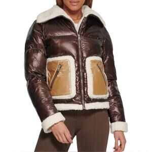 Levi's Breanna Pearlized Brown Faux Shearling
Puffer Jacket | S